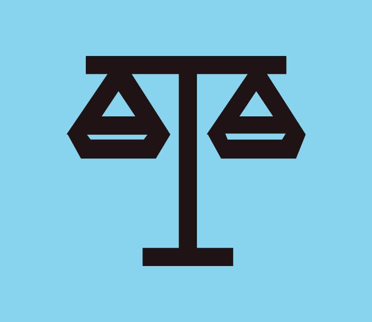 An icon of a judgement scale to represent code of conduct.