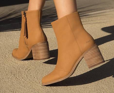 Women's Evelyn Tan Leather Heeled Boot in tan leather shown.