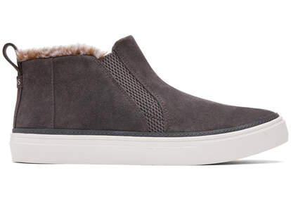 Bryce Grey Suede Faux Fur Slip On Sneaker