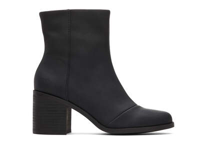 Evelyn Black Leather Heeled Boot