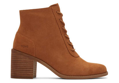 Evelyn Tan Suede Lace-Up Heeled Boot