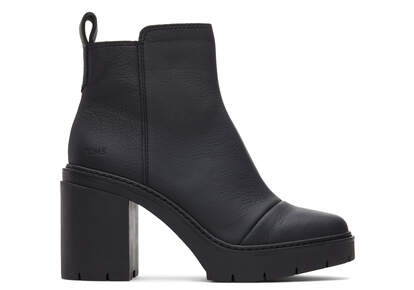 Rya Black Leather Heeled Boot