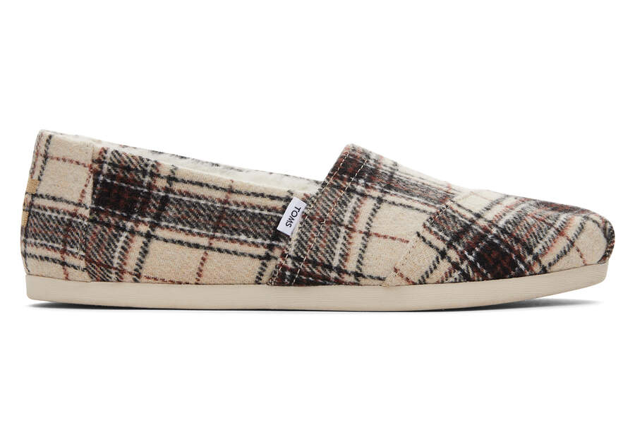 Alpargata Natural Plaid with Faux Fur Side View Opens in a modal