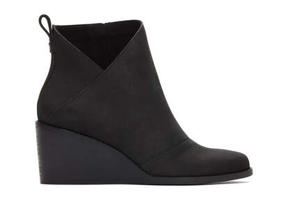 Sutton Black Leather Wedge Boot